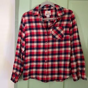 Field and Stream button-down flannel in patriotic checkered pattern
